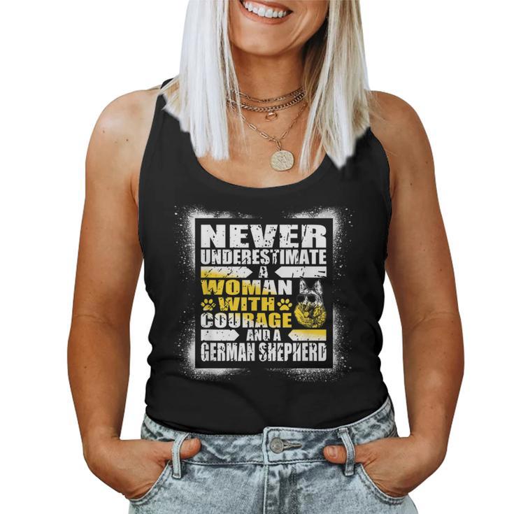 Never Underestimate Woman Courage And A German Shepherd Women Tank Top