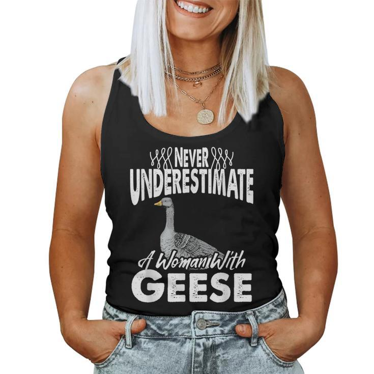 Never Underestimate A Woman With Geese Goose Women Tank Top