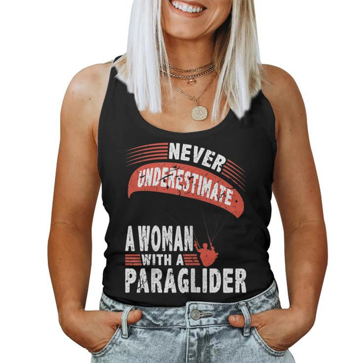 Never Underestimate Woman Paraglider Parachute Women Tank Top