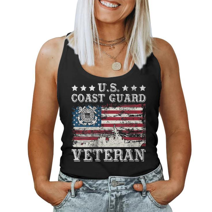 Us Coast Guard Veteran Uscg American Flag Veteran Women Tank Top