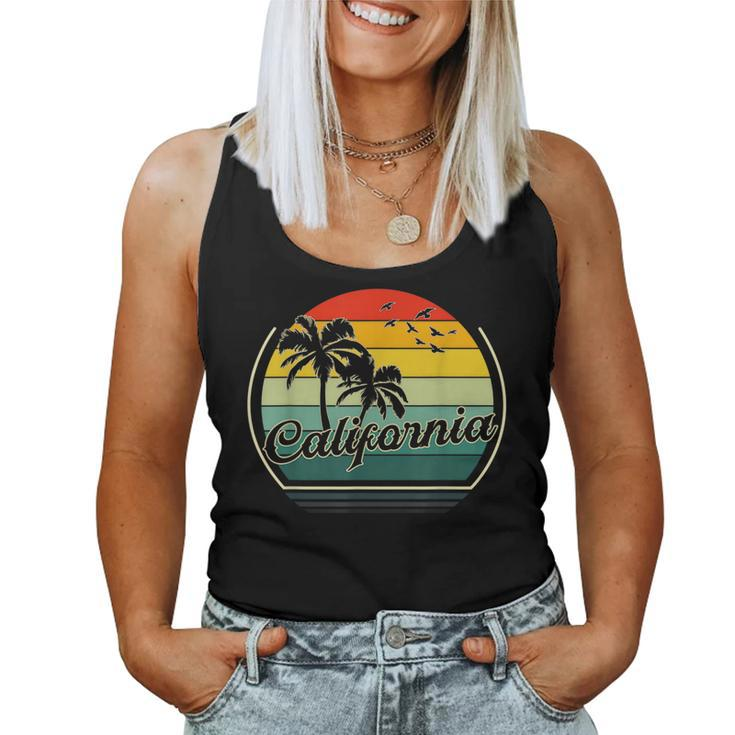 Vintage California Beach Summer Vacation Sunset Palm Women California And Merchandise Women Tank Top
