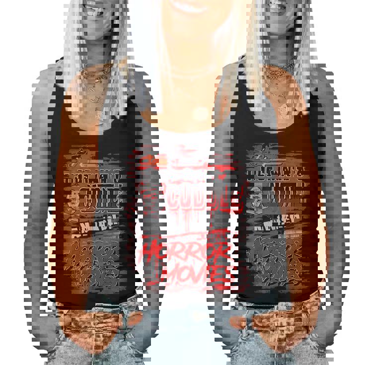 Vintage Halloween Cuddle Watch Scary Horror Movies Women Men Halloween Women Tank Top