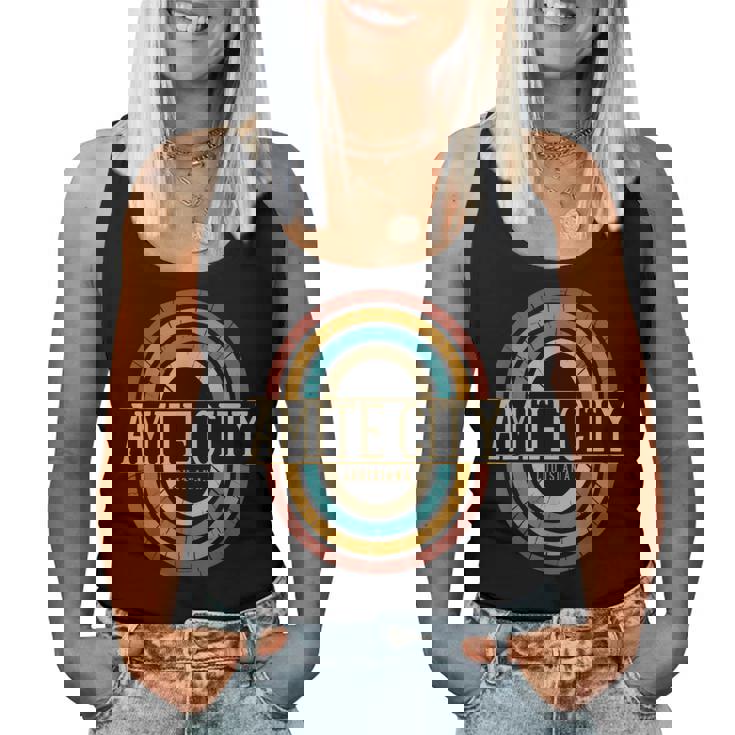 Vintage Retro Amite City Louisiana La Souvenirs Women Tank Top