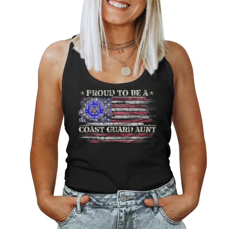 Vintage Usa American Flag Proud To Be A Us Coast Guard Aunt Usa Women Tank Top