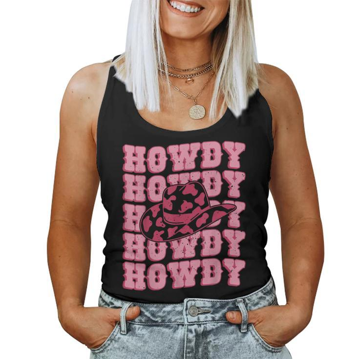 Vintage White Howdy Rodeo Western Country Southern Cowgirl  Women Tank Top Weekend Graphic