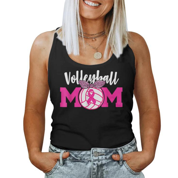 Volleyball Mom Pink Ribbon Breast Cancer Awareness Fighters Women Tank Top
