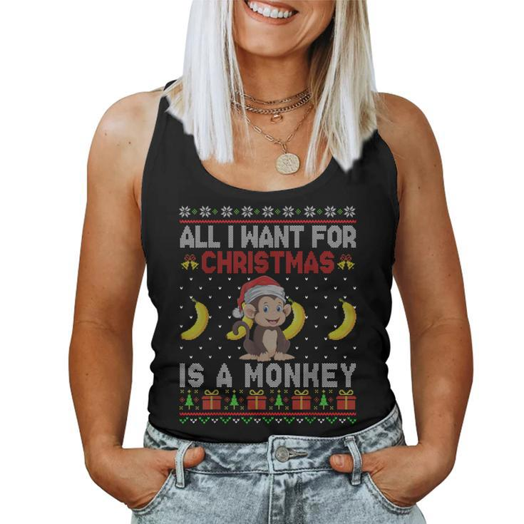 I Want For Christmas Is A Monkey Boy Girl Ugly Sweater Women Tank Top