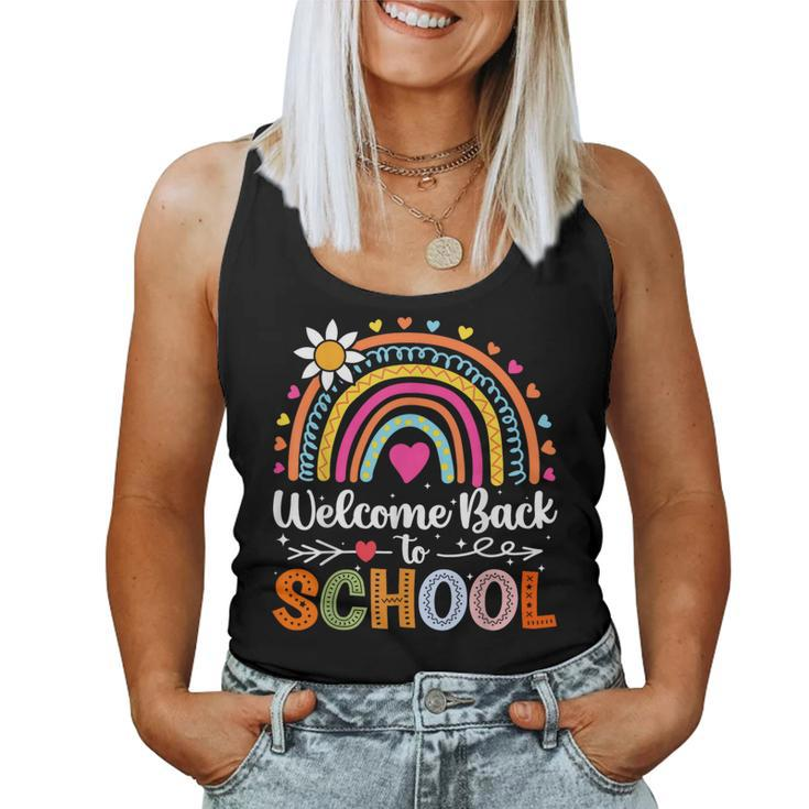 Welcome Back To School First Day Of School Rainbow Teacher Women Tank Top