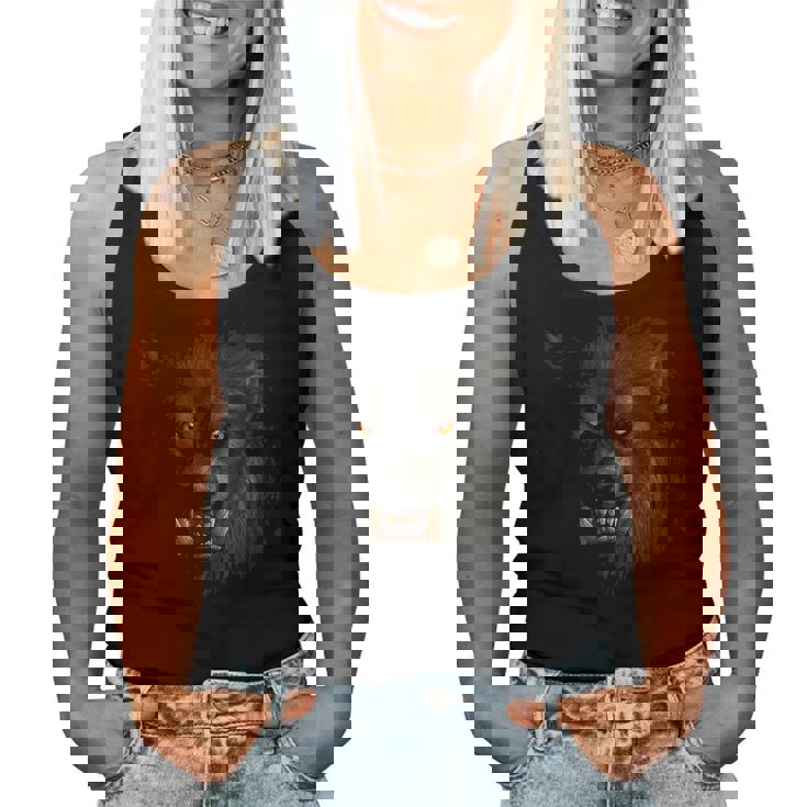 Werewolf Face Scary Halloween Adult Mens Womens Scary Halloween Women Tank Top Werewolf Face Scary Halloween Adult Mens Womens Scary Halloween Women Tank Top