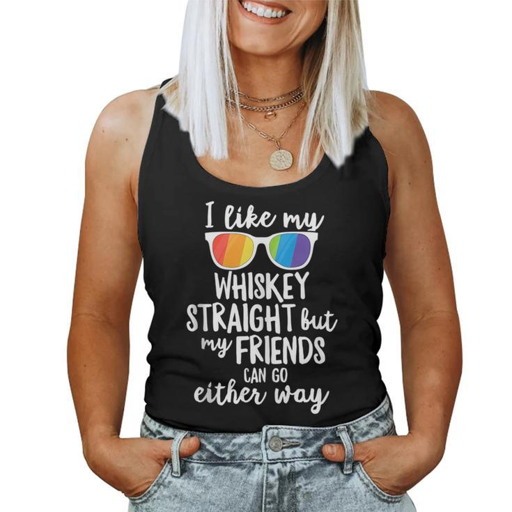 Whiskey Straight Friends Can Go Either Way Lgbt Pride March Women Tank Top