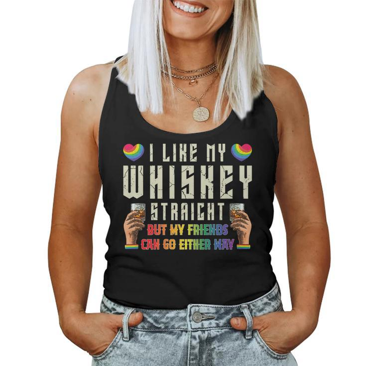 Like My Whiskey Straight Friends Lgbtq Gay Pride Proud Ally Women Tank Top