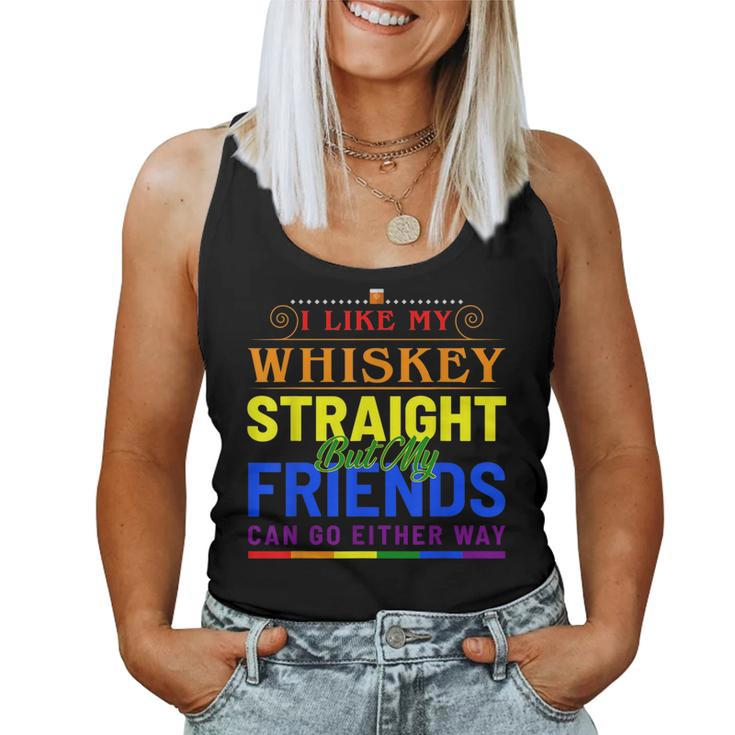 I Like My Whiskey Straight Gay Pride Lgbt Rainbow Flag Women Tank Top