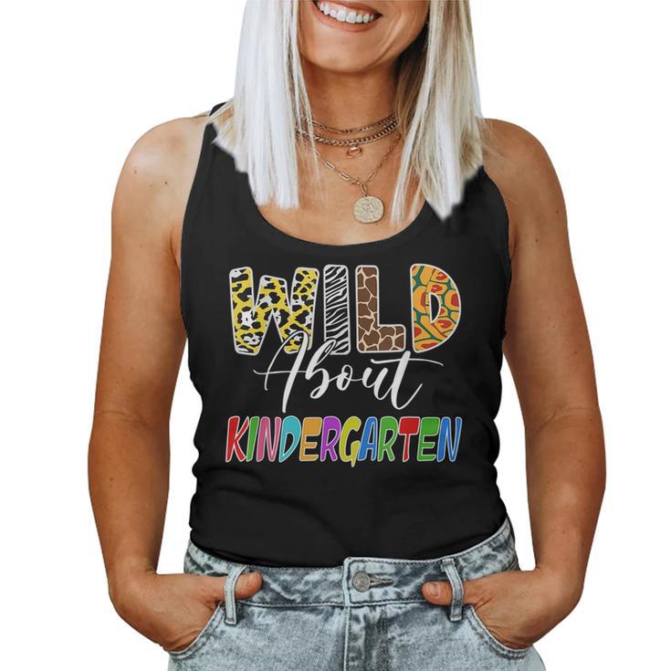 Wild About Kindergarten Leopard For Teacher Back To School  Women Tank Top Weekend Graphic