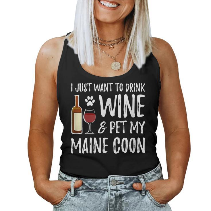 Wine And Maine Coon Cat Mom Or Cat Dad Idea Women Tank Top