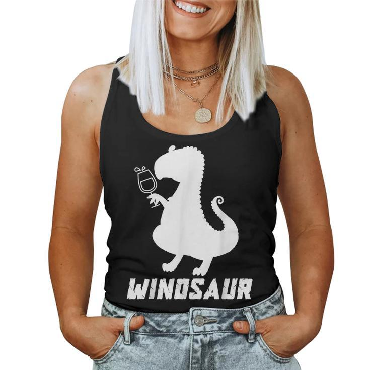 Winosaur Wine Dinosaur Drinking Party Women Tank Top