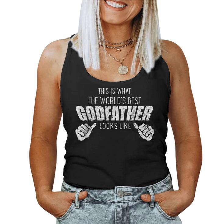 Worlds Best Godfather Uncle Family Distressed Women Tank Top