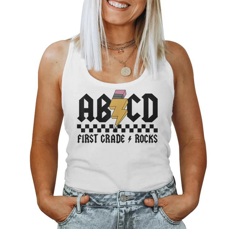 Abcd First Grade Rocks Back To School Teacher Lighting Bolt Women Tank Top