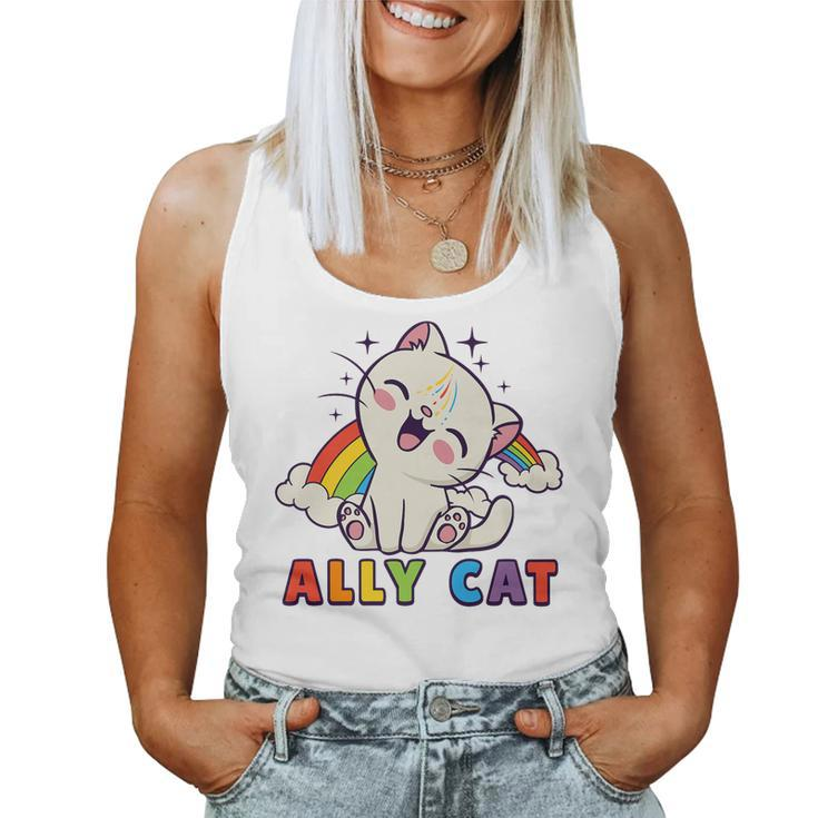 Ally Cat Lgbt Gay Pride Month 2023 Lgbtq Rainbow Cute Kitty Women Tank Top