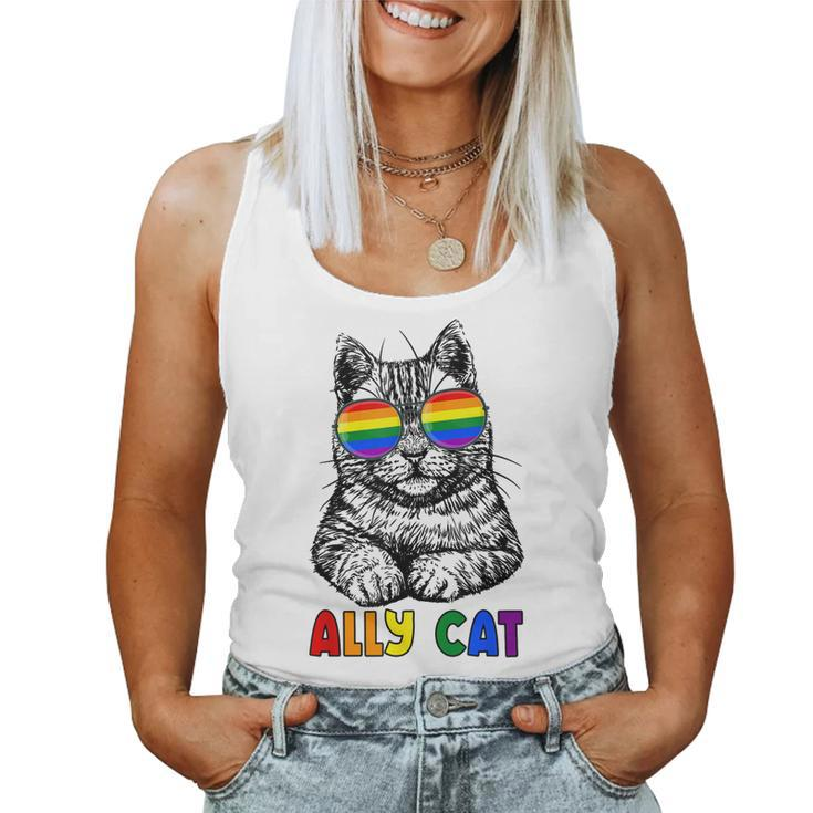 Ally Cat Rainbow Gay Pride Cute Lgbt Animal Pet Lover Women Tank Top