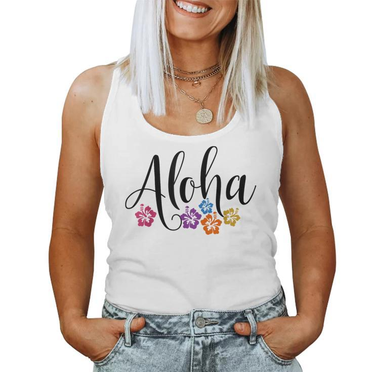 Aloha Hawaiian Hibiscus Flower Surfer Maui Kauai Hawaii Women Tank Top Weekend Graphic