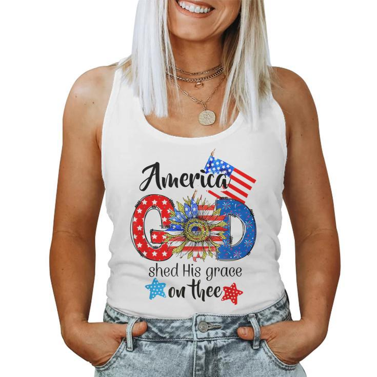 American God Shed His Grace On Thee Christian 4Th Of July Women Tank Top