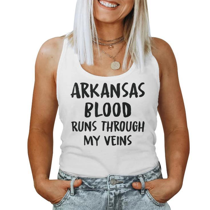 Arkansas Blood Runs Through My Veins Novelty Sarcastic Word Women Tank Top