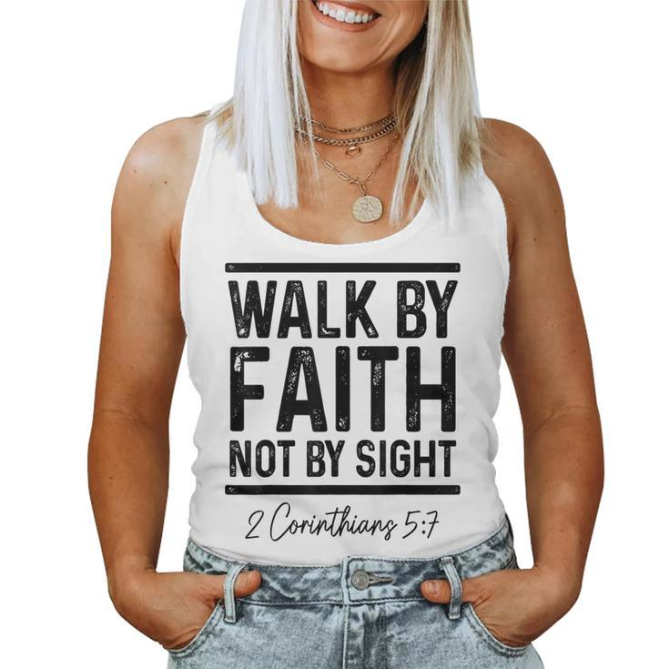 Bible Verse Walk Faith Not By Sight Christian Pastor  Women Tank Top Basic Casual Daily Weekend Graphic