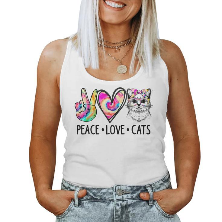 Cat Rescue Adopt A Cat Cat Mom Tie Dye Peace Love Cat For Mom Women Tank Top