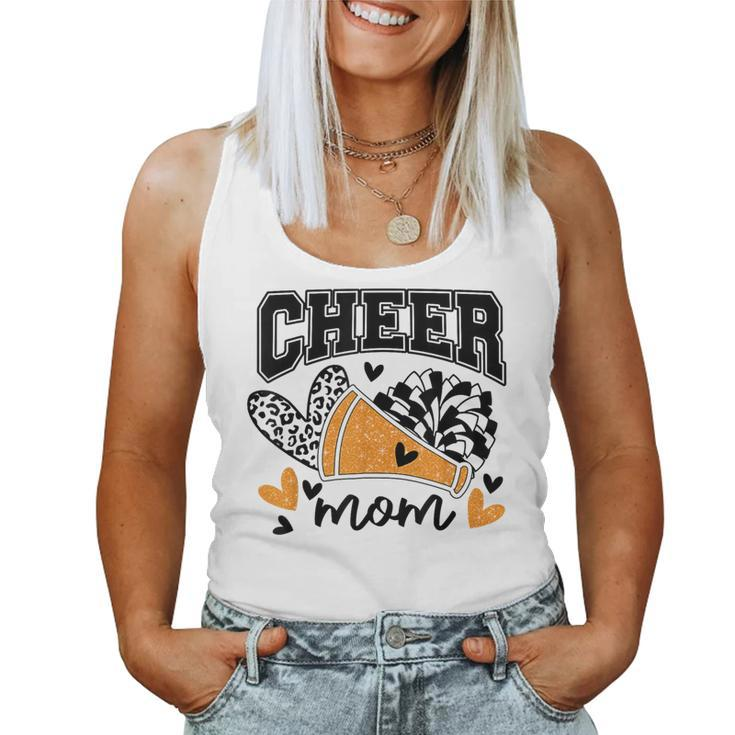 Cheer Mom Biggest Fan Cheerleader Black And Orange Pom Pom Women Tank Top