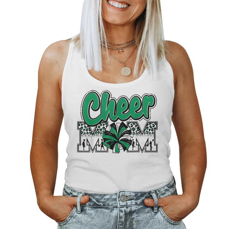 Cheer Mom Green Black White Leopard Letters Cheer Pom Poms  Women Tank Top Weekend Graphic