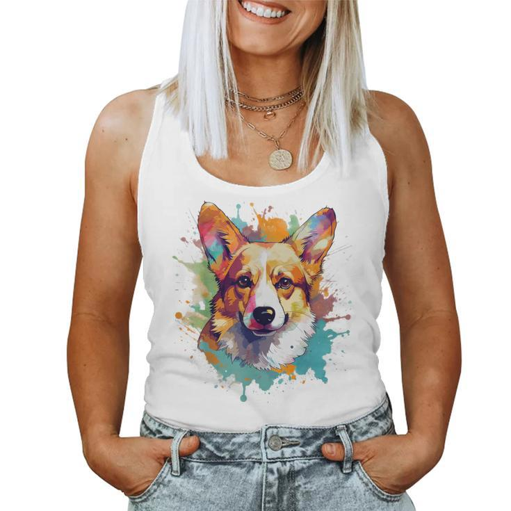 Corgi Mom Dog Lover Colorful Artistic Corgi Owner Women Tank Top