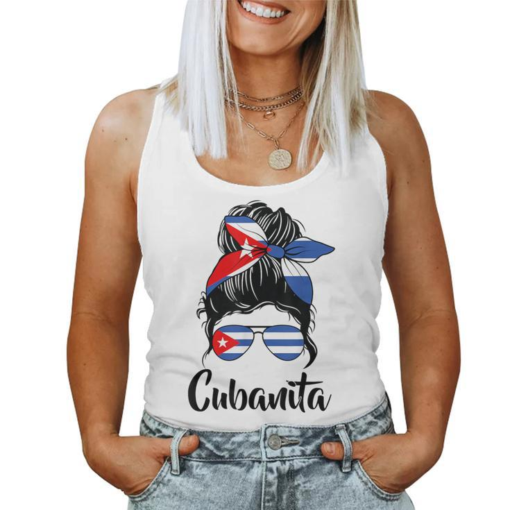 Cubanita Messy Bun Cubanita Cuban Flag Messy Hair Woman Bun Women Tank Top