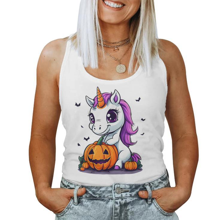 Cute Halloween Girls Witchy Unicorn Halloween Women Tank Top