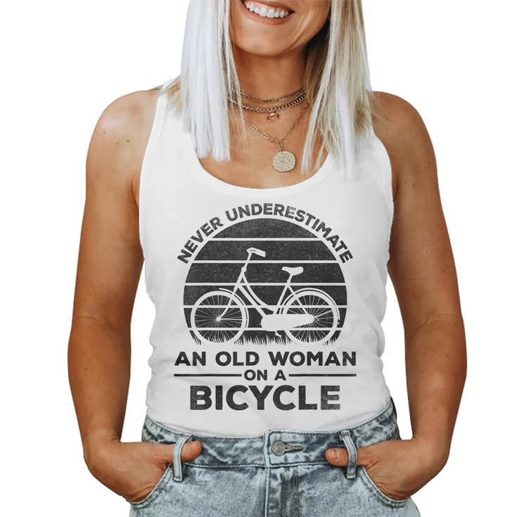 Cyclist Women Never Underestimate An Old Woman On A Bicycle Women Tank Top Basic Casual Daily Weekend Graphic