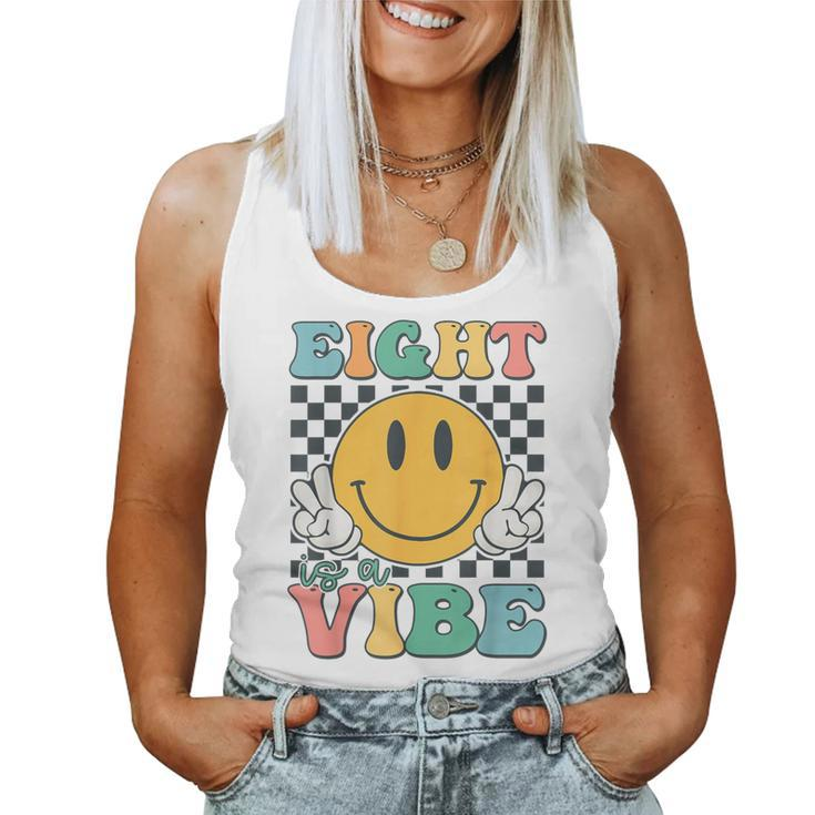 Eight Is A Vibe 8Th Birthday Smile Face Hippie Boy Girl Kid Women Tank Top