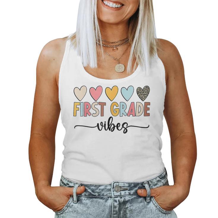 First Grade Vibes Back To School Leopard 1St Grade Teachers  Women Tank Top Weekend Graphic