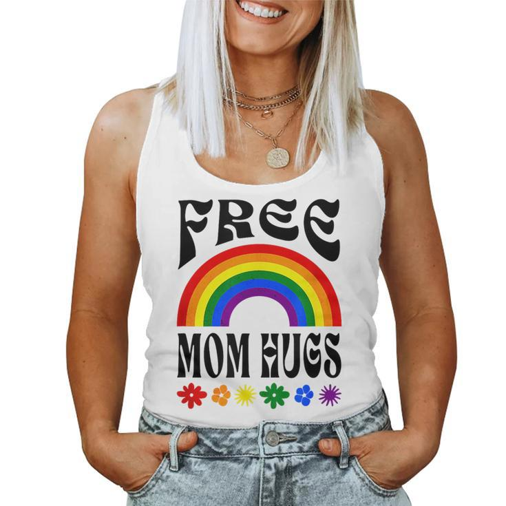 Free Mom Hugs Gay Pride Lgbt Retro Rainbow Flower Hippie Women Tank Top