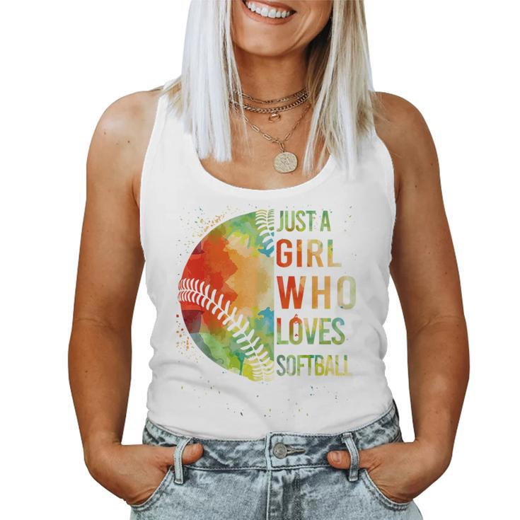 Girl Who Loves Softball- Catcher Pitcher Youth Women  Women Tank Top Weekend Graphic
