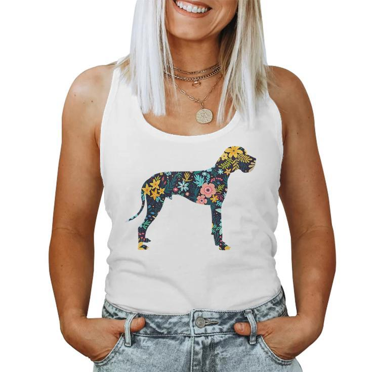 Great Dane Floral Dog Silhouette Graphic  Women Tank Top Basic Casual Daily Weekend Graphic