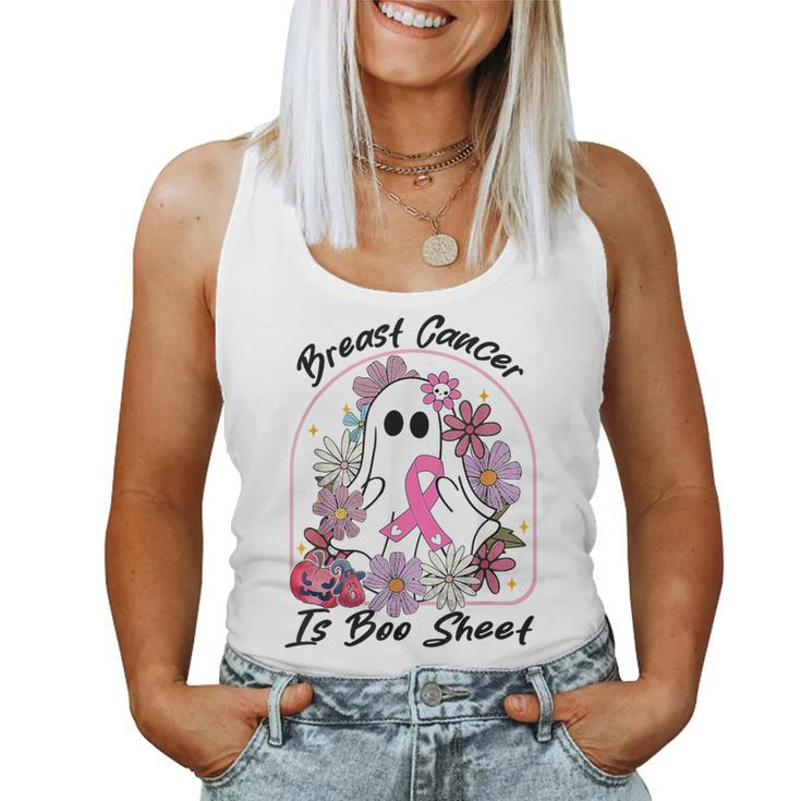 Groovy Breast Cancer Is Boo Sheet Ghost Halloween Women Tank Top