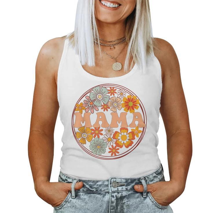Groovy Mama Retro Flowers Women Mothers Day Wildflower Mom  Women Tank Top Basic Casual Daily Weekend Graphic