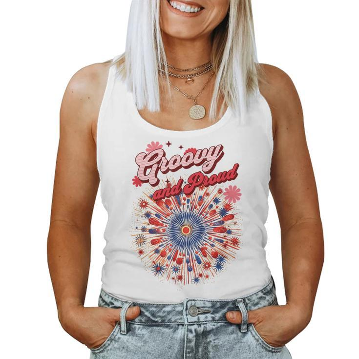 Groovy And Proud Fireworkds And Flowers Women Tank Top