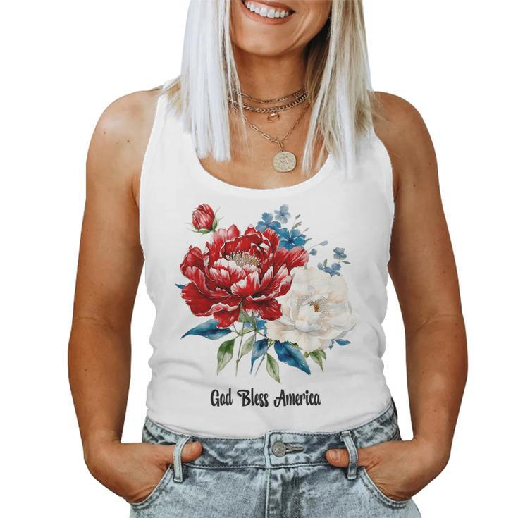 Happy 4Th Of July For Women God Bless America Red Whi Women Tank Top