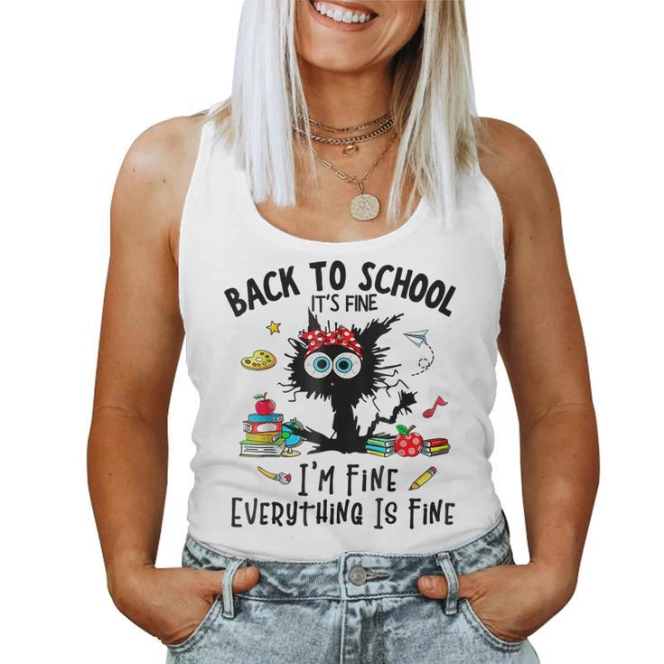 Happy First Day Of School Teacher Funny Back To School Girls  Women Tank Top Weekend Graphic