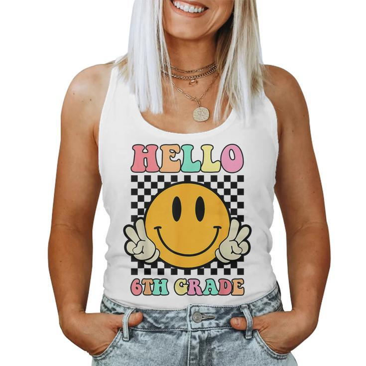 Hello 6Th Grade Hippie Smile Face Back To School First Day Women Tank Top