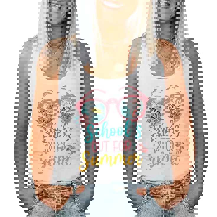 Hello Summer Floral Flamingo Schools Out For Summer Vibes Women Tank Top