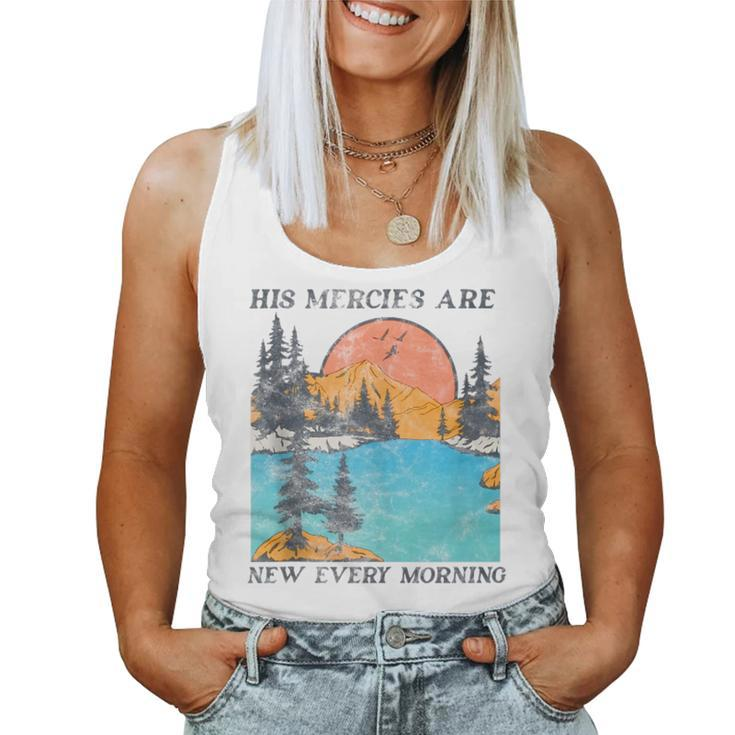 His Mercies Are New Every Morning Vintage Christian Church  Women Tank Top Basic Casual Daily Weekend Graphic