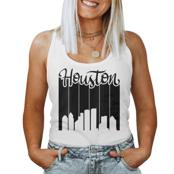 Houston - City Pride - Retro Skyline Silhouette Image Women Tank Top