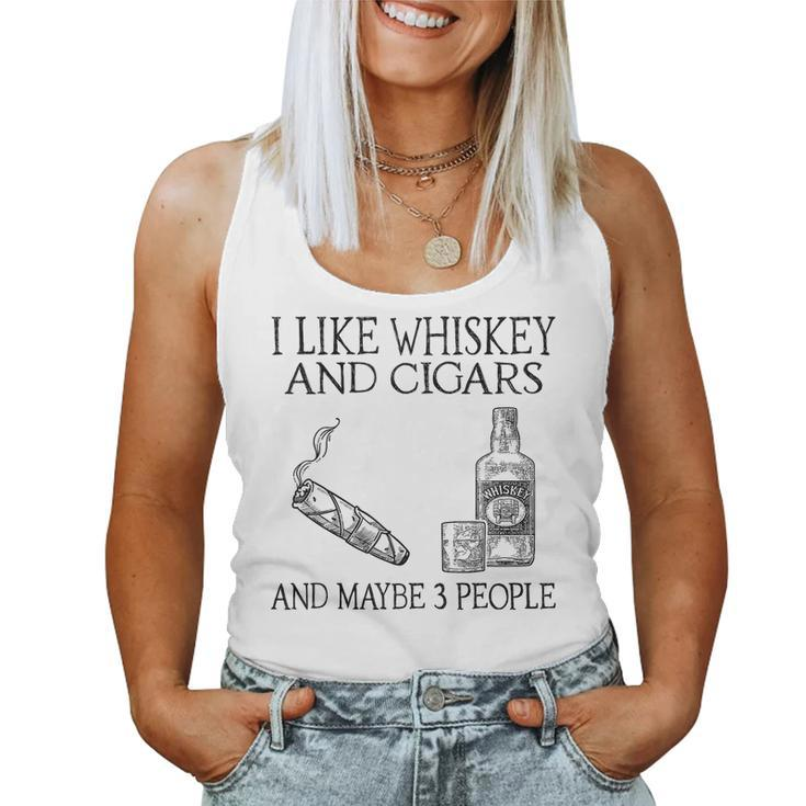 I Like Whiskey And Cigars And Maybe 3 People Vintage Old Man Women Tank Top Weekend Graphic
