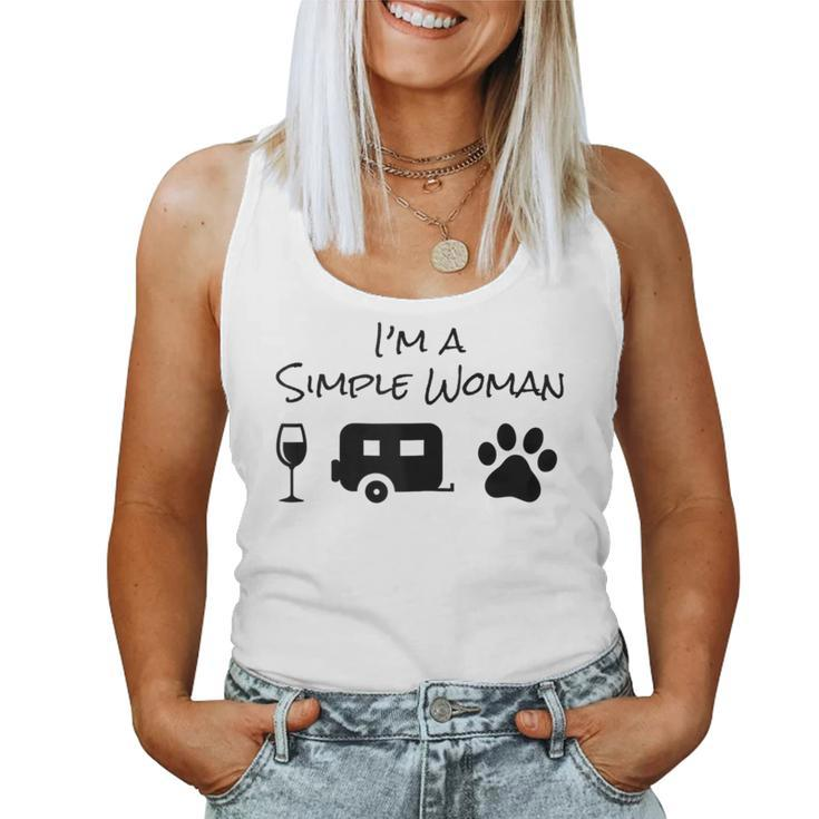 I'm A Simple Woman Wine Camping Dog Paw Cute Women Tank Top
